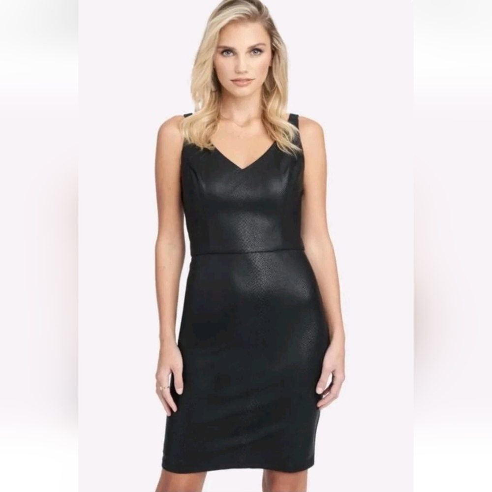 BEBE SNAKE EMBOSSED ZIPPER DRESS